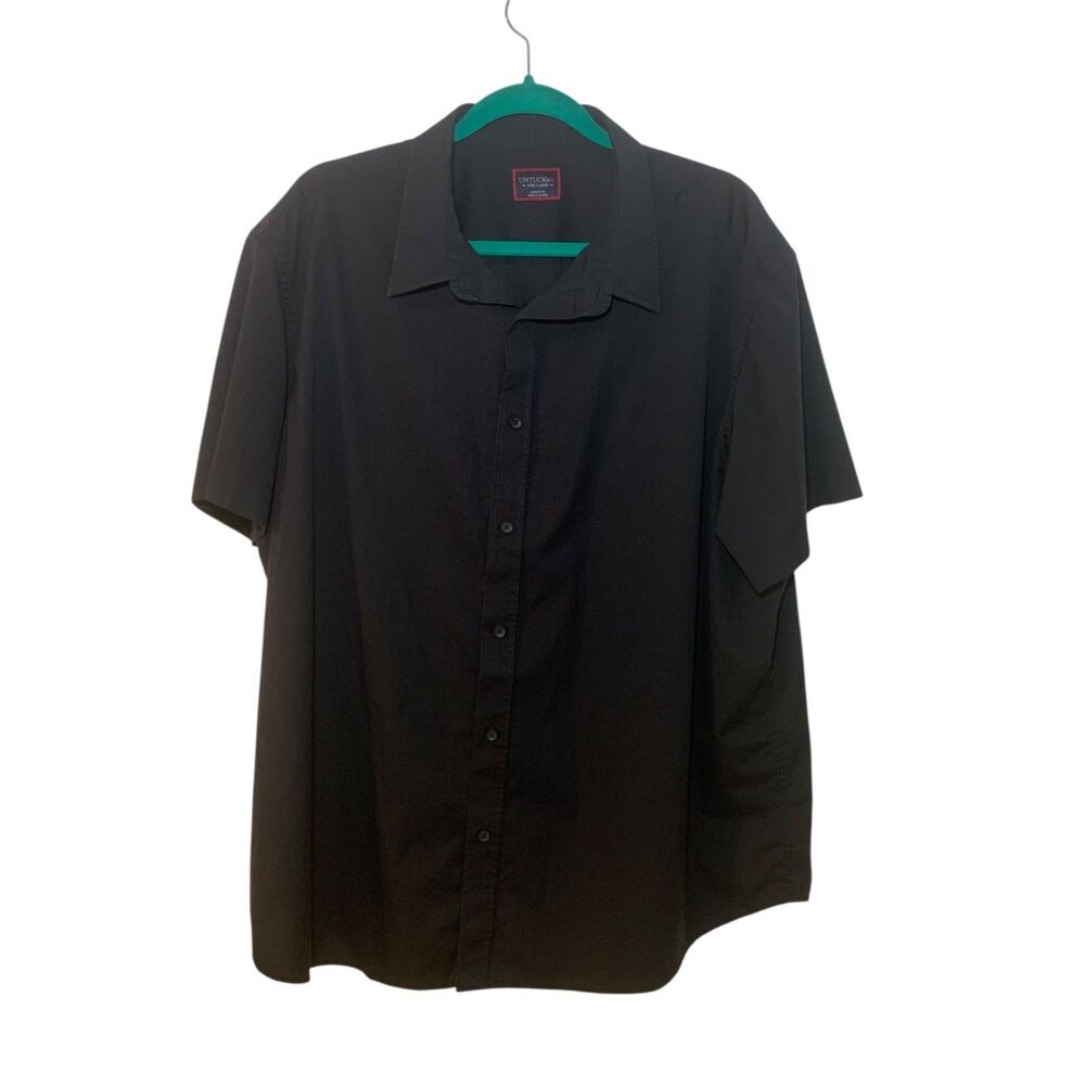 Untuckit Mens Black Short Sleeve Button Up Cotton Shirt XXXL Classic Casual